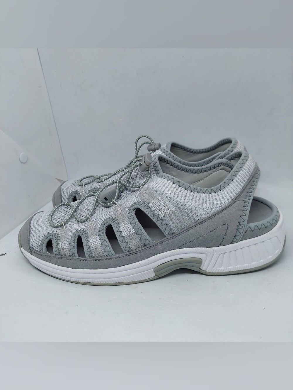 Orthofeet 807 BioFit Laguna Knit Sandals Gray Comfy Shoes Womens Size 9.5D Wide